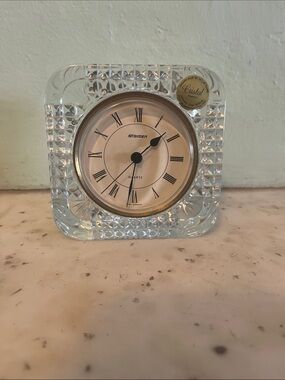 Staiger Vintage Quartz Clock Faceted 24% Lead Crystal Made in West Germany Works